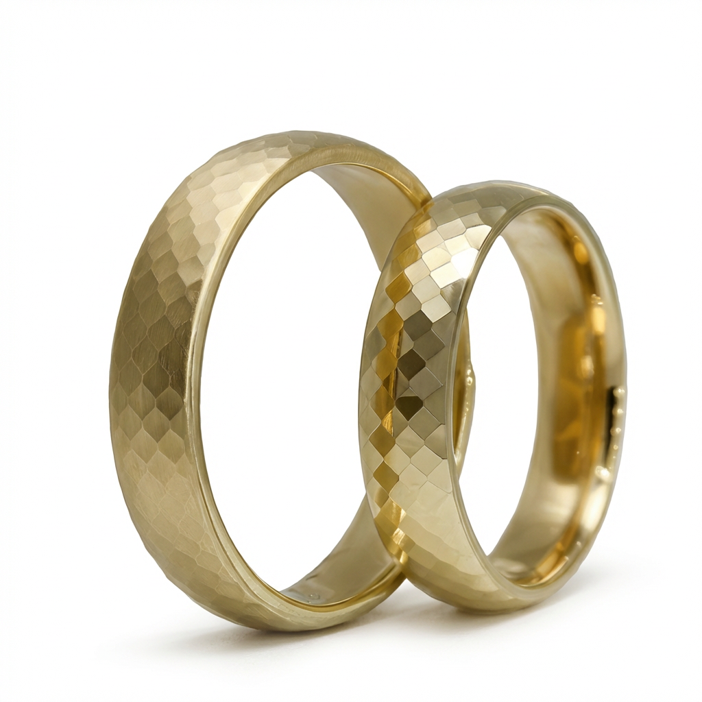 Majestätischer Hexa-Diamantschliff-Ehering aus 14-karätigem Gold – 5 mm