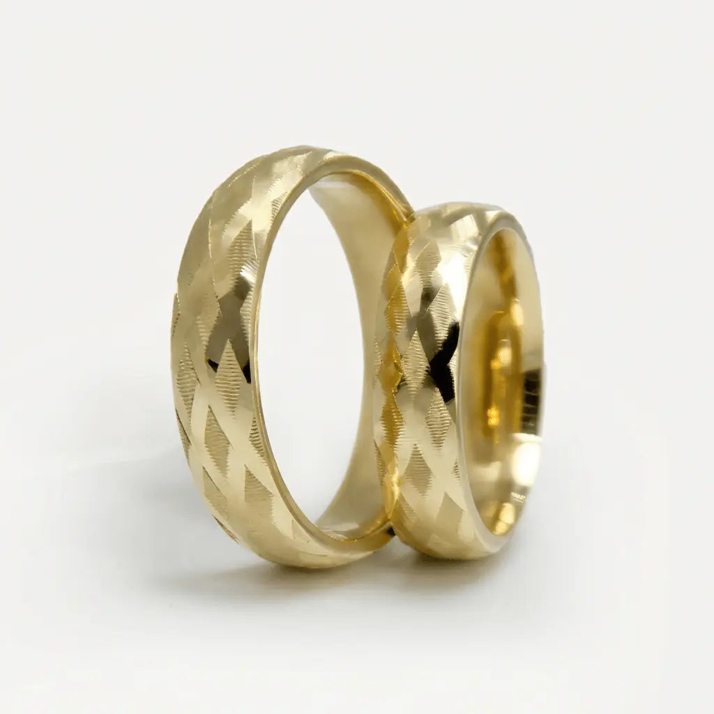 Majestic Cross Diamond - Cut 14K Gold Wedding Band — 5mm - Majestic Jewellery