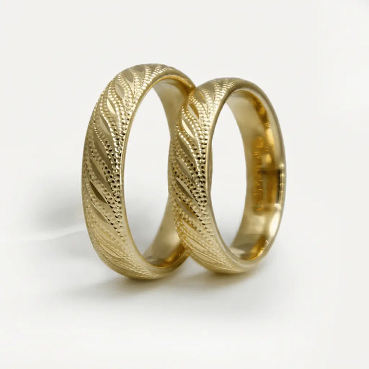 Majestic Wave Diamond - Cut 14K Gold Wedding Band — 5mm - Majestic Jewellery