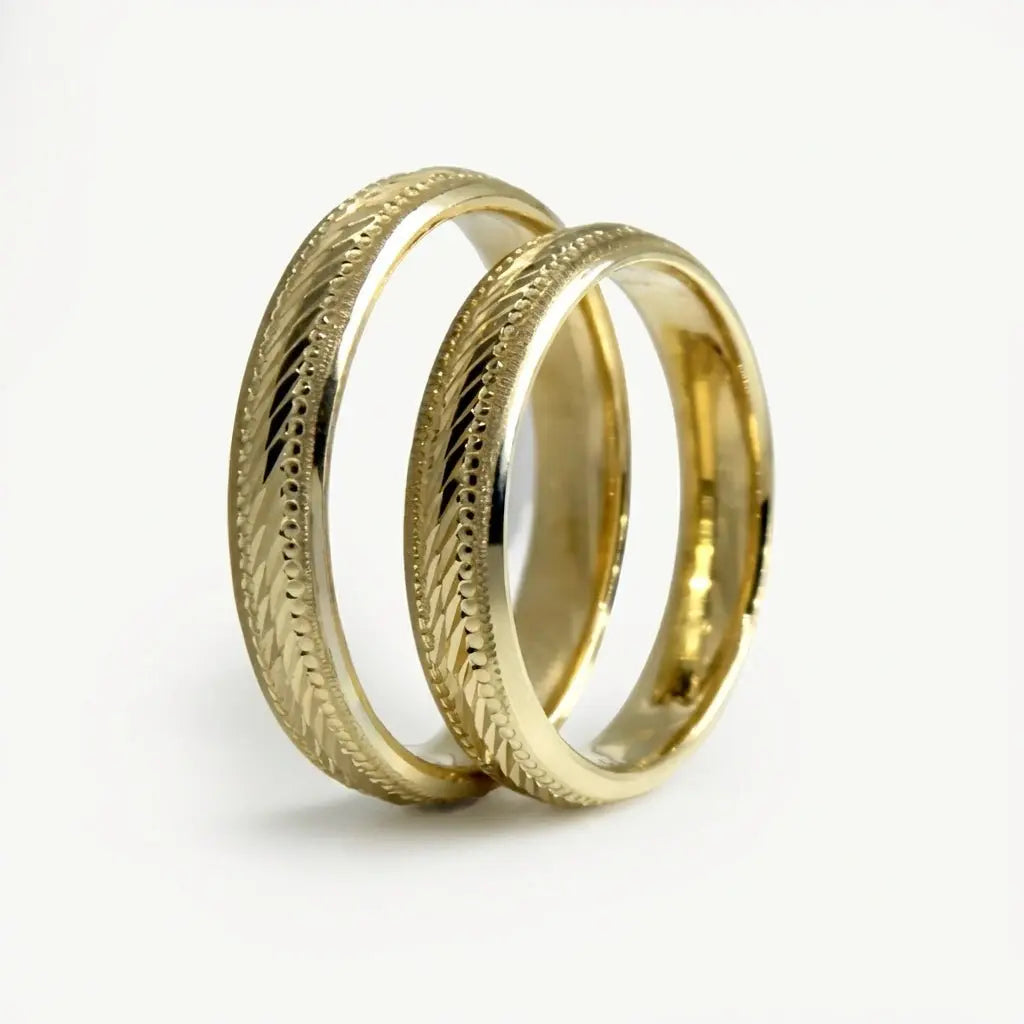Majestic Slim Micro Diamond - Cut 14K Gold Wedding Band — 4mm - Majestic Jewellery