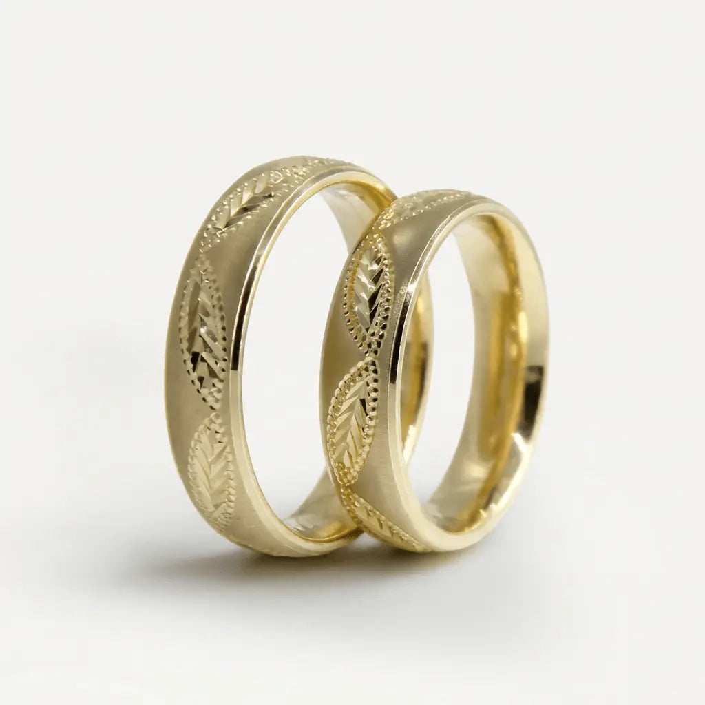 Majestic Engraved Classic 14K Gold Wedding Band — 5mm - Majestic Jewellery
