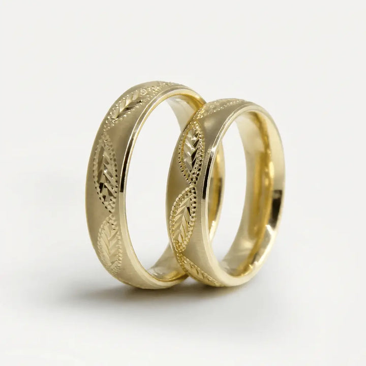 Majestic Engraved Classic 14K Gold Wedding Band — 5mm - Majestic Jewellery