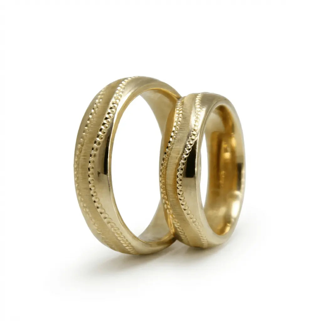 Majestic Milgrain Edge 14K Gold Wedding Band — 5mm - Majestic Jewellery