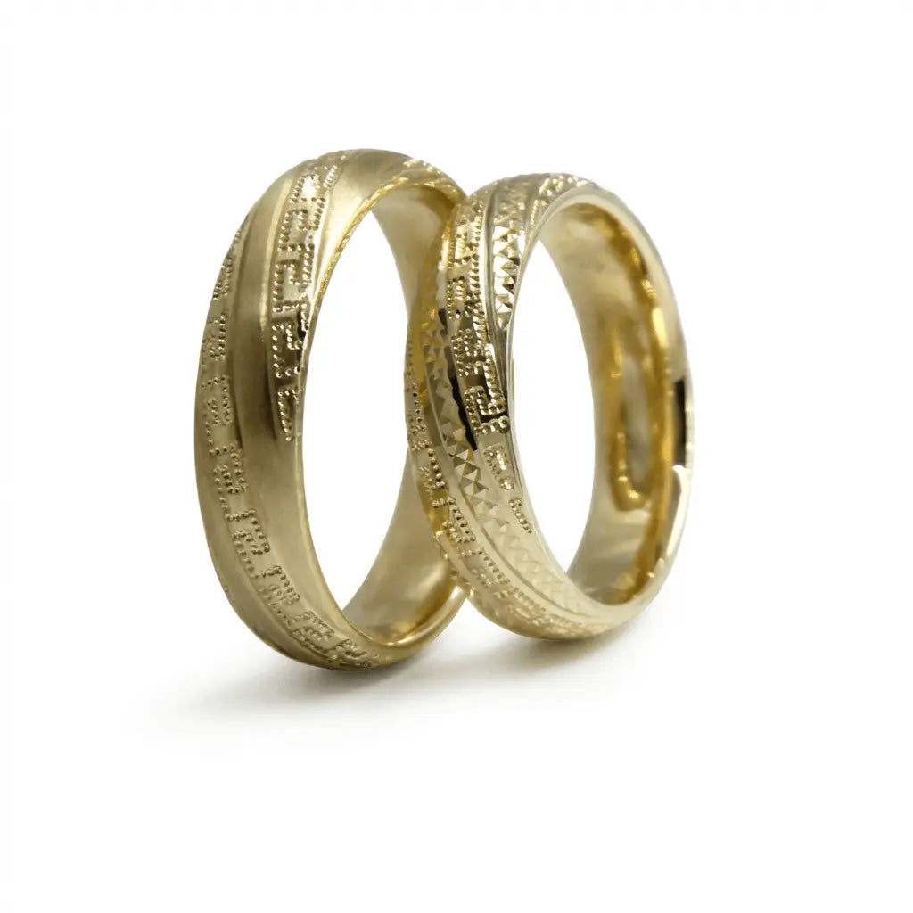Majestic Greek Key Pattern 14K Gold Wedding Band — 5mm - Majestic Jewellery
