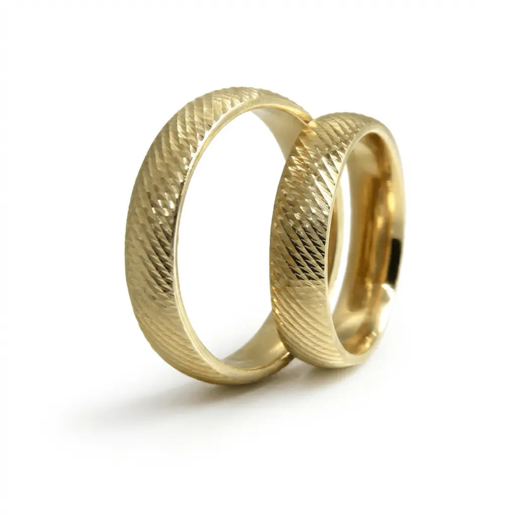 Majestic Diagonal Weave Texture 14K Gold Wedding Band — 5mm - Majestic Jewellery