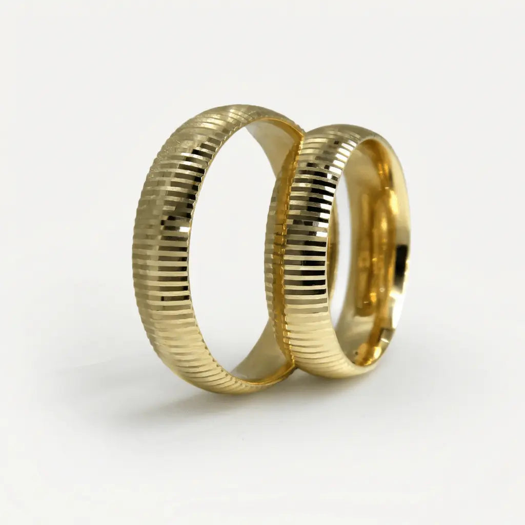 Majestic Vertical Ribbed 14K Gold Wedding Band — 5mm - Majestic Jewellery