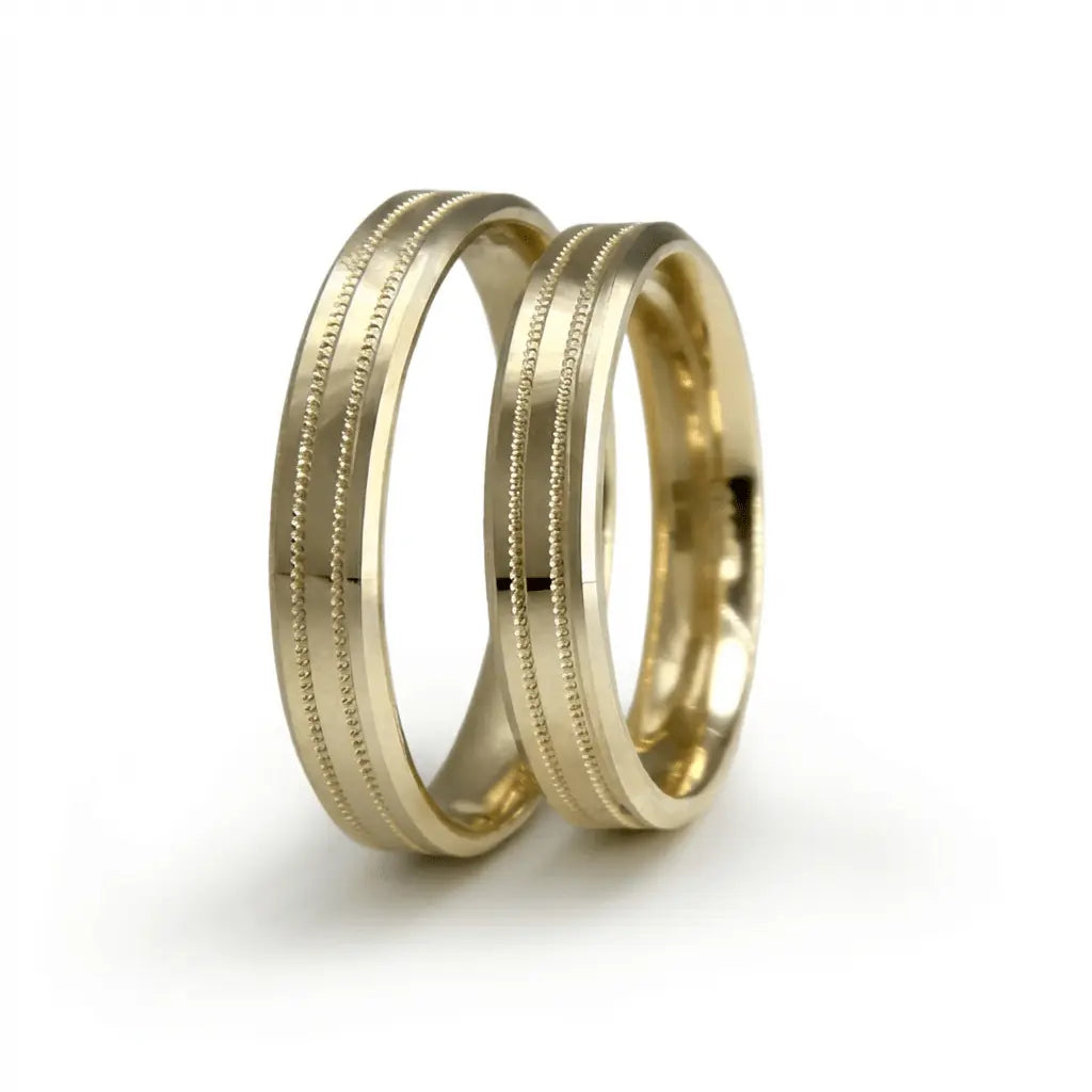 Majestic Double Line Classic 14K Gold Wedding Band — 4mm - Majestic Jewellery