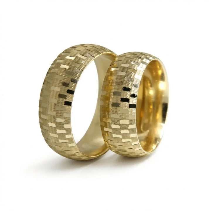 Majestic Mosaic Block 14K Gold Wedding Band — 7mm - Majestic Jewellery