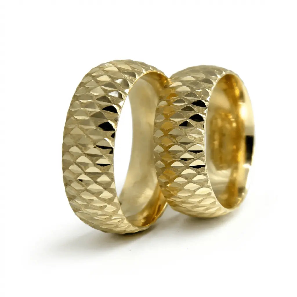 Majestic Diamond - Cut Pyramid 14K Gold Wedding Band — 7mm - Majestic Jewellery
