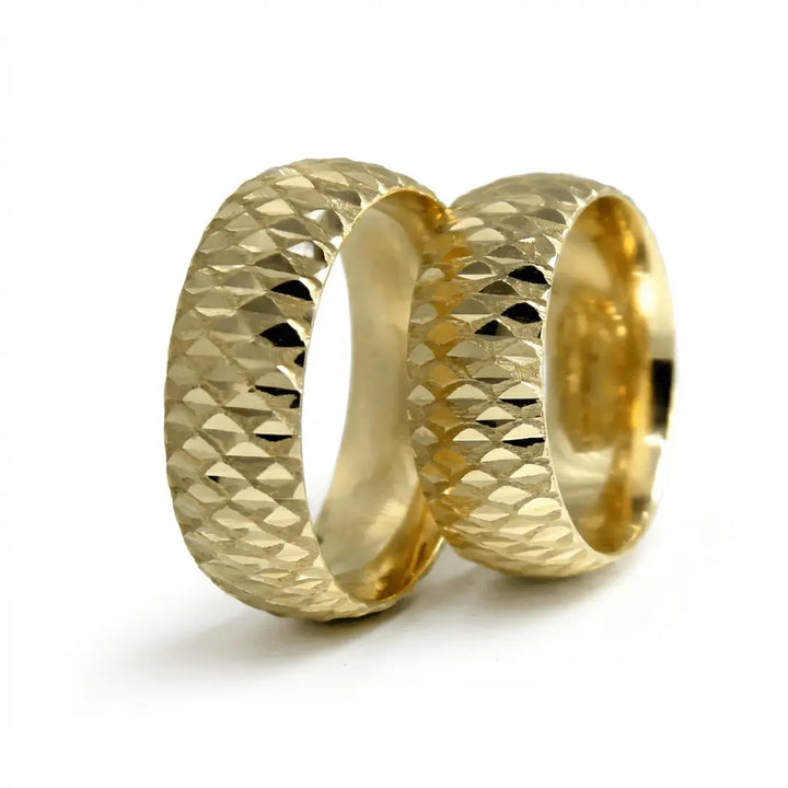 Majestic Diamond - Cut Pyramid 14K Gold Wedding Band — 7mm - Majestic Jewellery