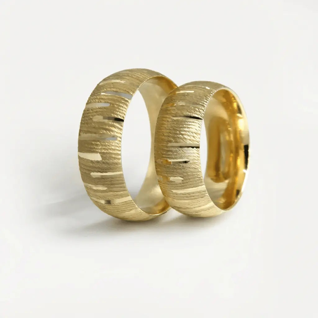 Majestic Horizontal Textured 14K Gold Wedding Band — 7mm - Majestic Jewellery