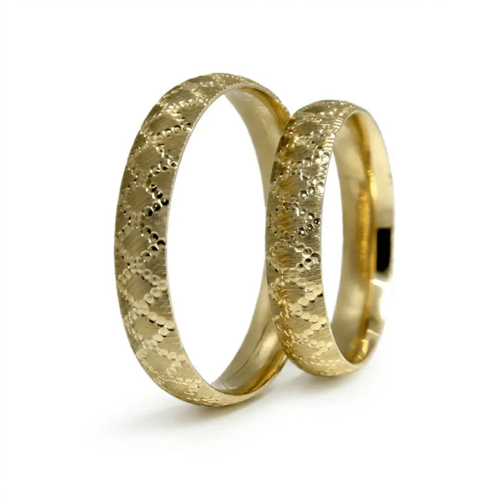 Majestic Diamond Lattice 14K Gold Wedding Band — 4mm - Majestic Jewellery