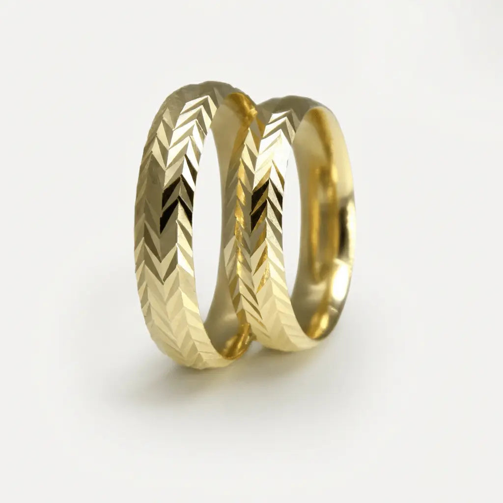 Majestic Chevron Diamond - Cut 14K Gold Wedding Band — 5mm - Majestic Jewellery