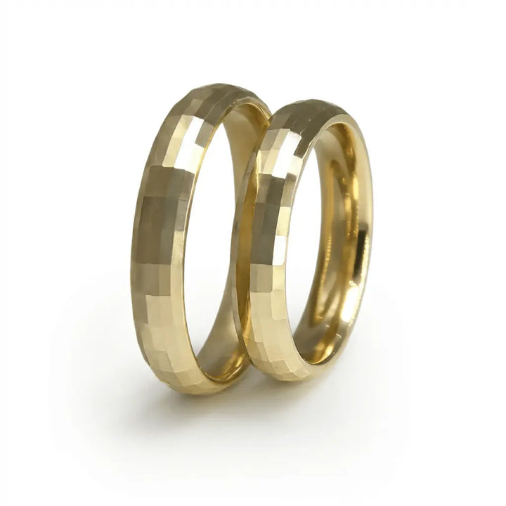 Majestic Square Facet 14K Gold Wedding Band — 4mm - Majestic Jewellery