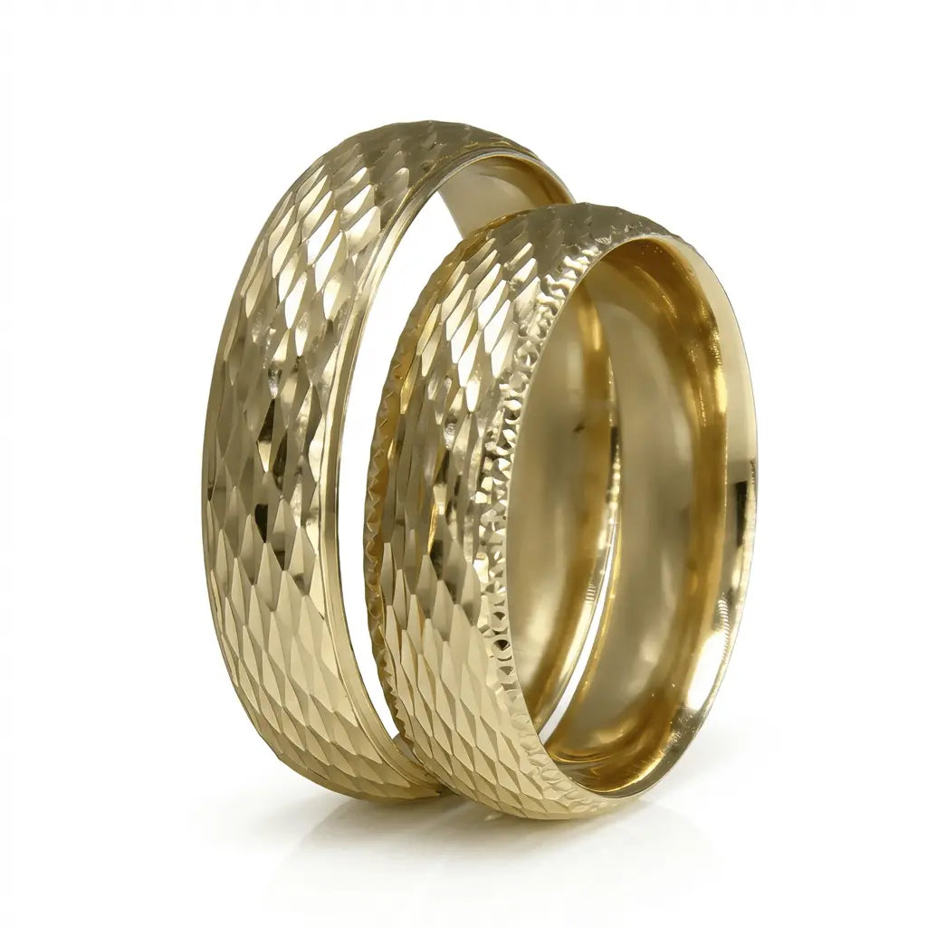 Majestic Scale Diamond - Cut 14K Gold Wedding Band — 5mm - Majestic Jewellery