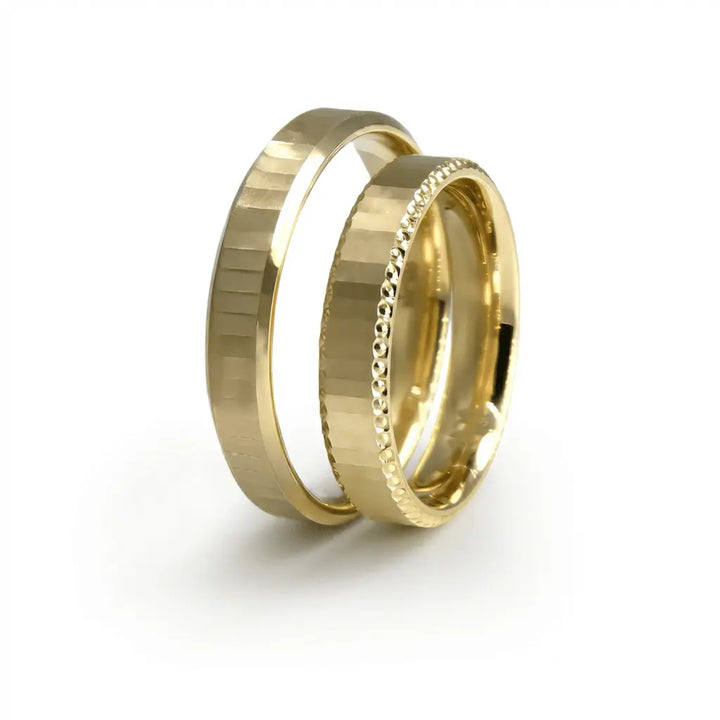 Majestic Minimal Edge Detail 14K Gold Wedding Band — 4mm - Majestic Jewellery