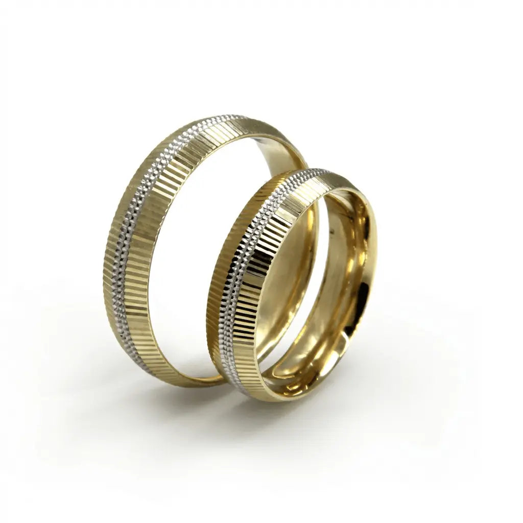 Majestic Linear Ribbed 14K Gold Wedding Band — 5mm - Majestic Jewellery