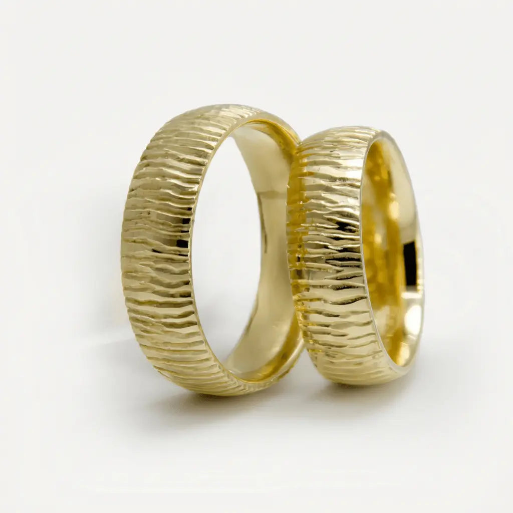 Organic Ripple 6mm gold wedding band by Majestic Jewellery