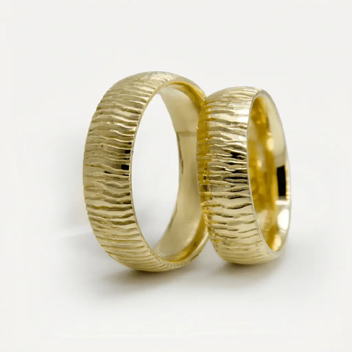 Organic Ripple 6mm gold wedding band by Majestic Jewellery