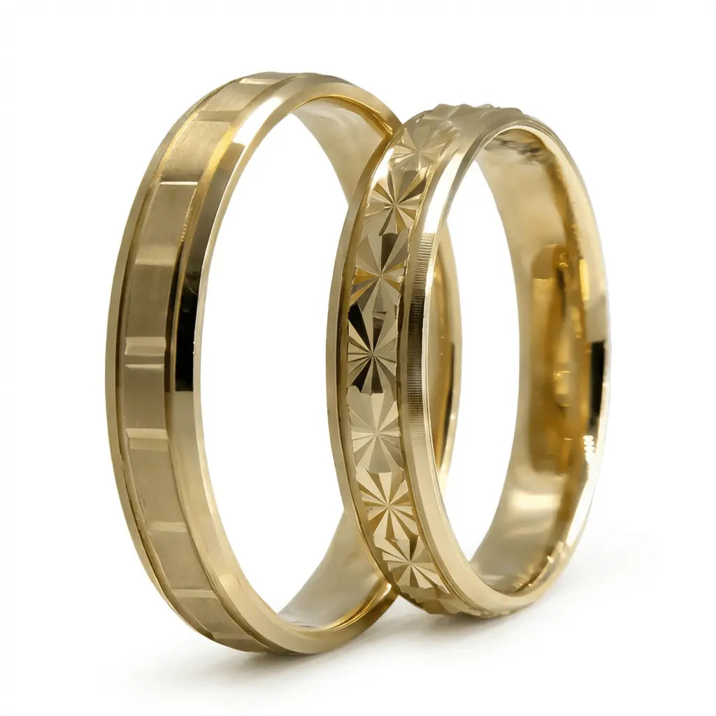 Majestic Starburst Diamond - Cut 14K Gold Wedding Band — 4mm - Majestic Jewellery