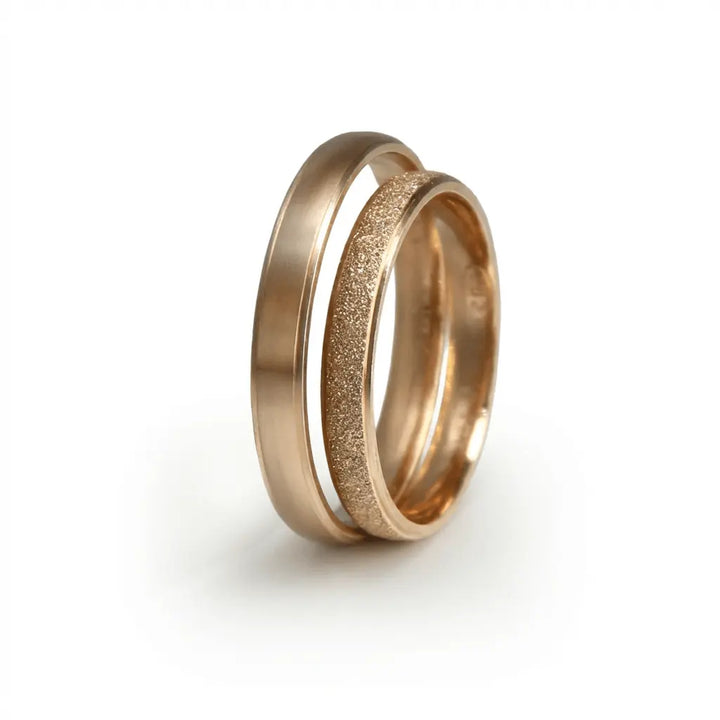 Rose Satin Sparkle 3mm gold wedding band by Majestic Jewellery