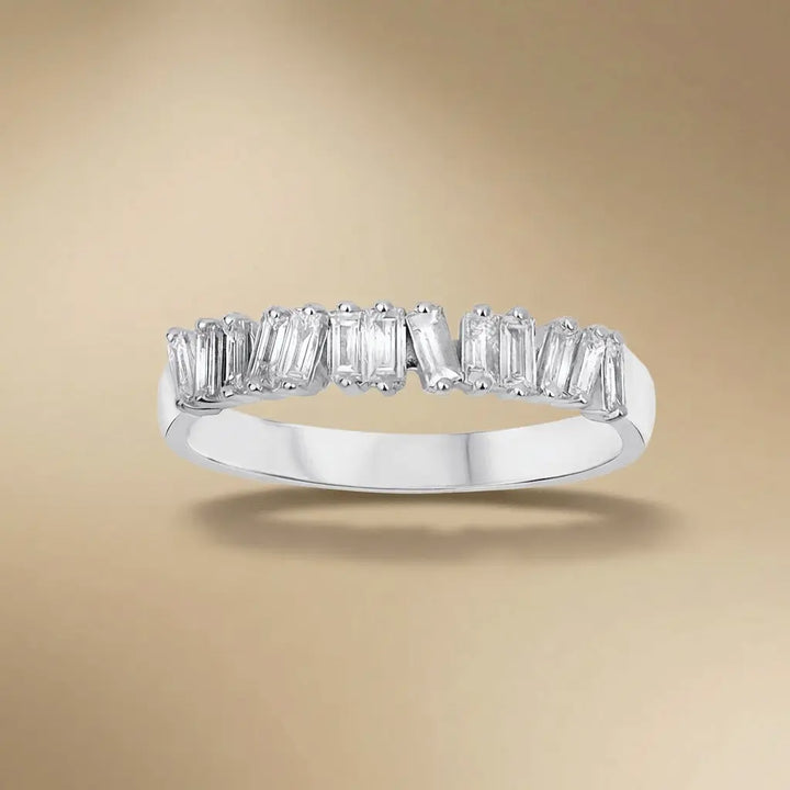 Baguette Diamond Band Ring – 14K White Gold - Majestic Jewellery