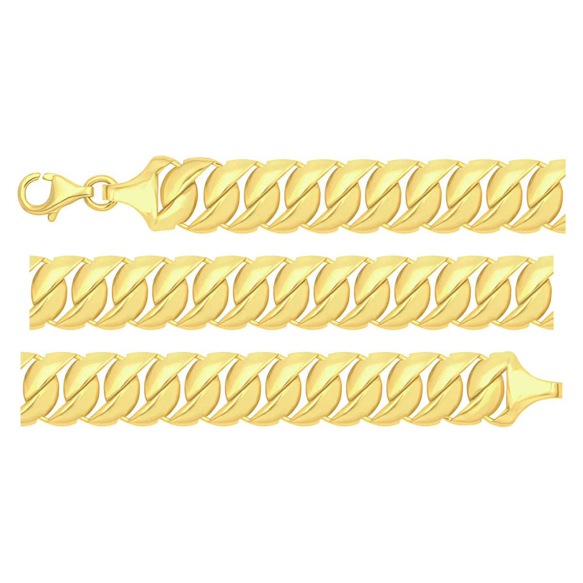 Solid gold braided bracelet, 8.85 g — shown in three rows across the frame.