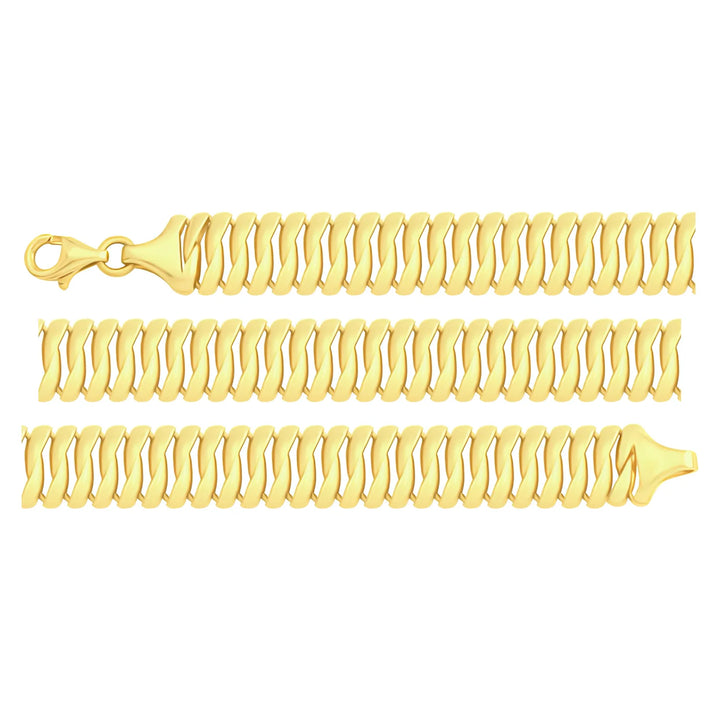 Solid gold braided bracelet, 15.40 g — shown in three rows across the frame.