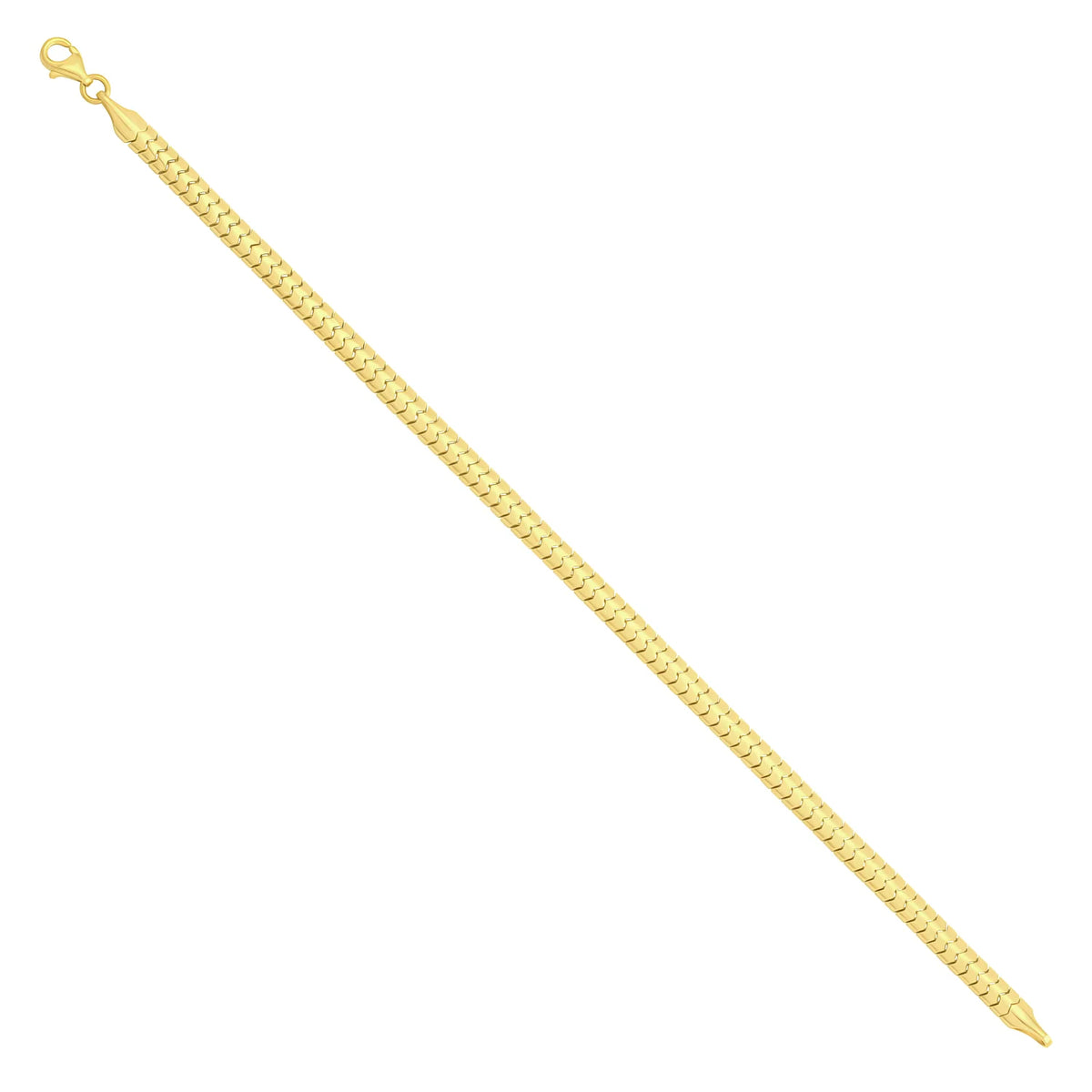 Solid gold herringbone bracelet, 6.50 g — shown at an angle across the frame.