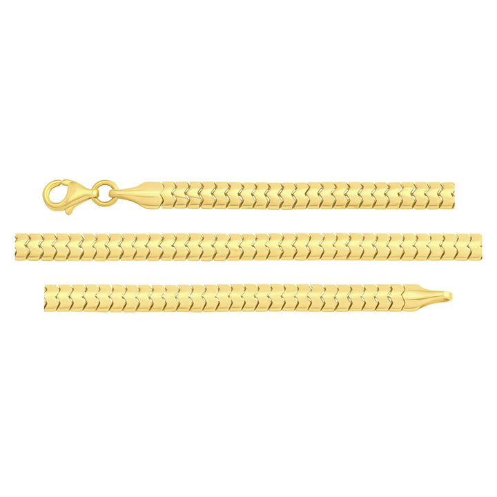 Solid gold herringbone bracelet, 6.50 g — shown in three rows across the frame.