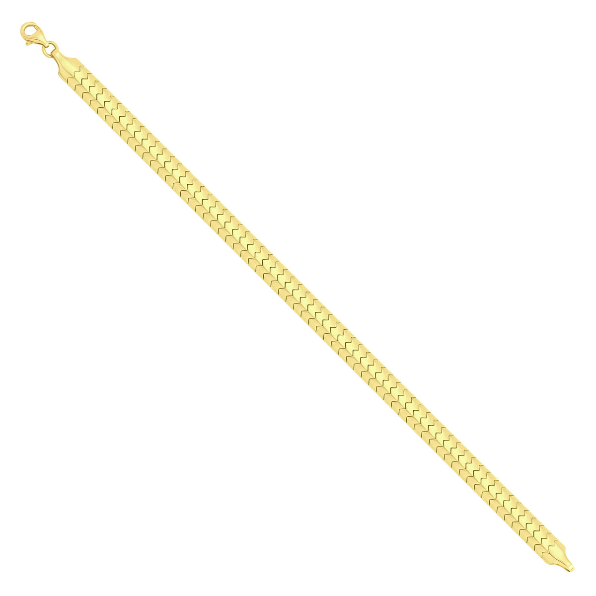 Solid gold herringbone bracelet, 6.75 g — shown at an angle across the frame.