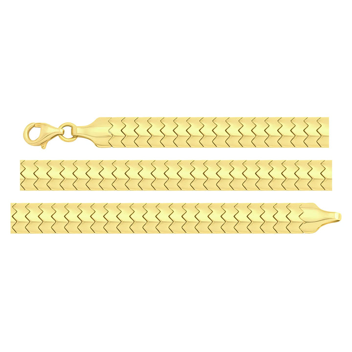 Solid gold herringbone bracelet, 6.75 g — shown in three rows across the frame.