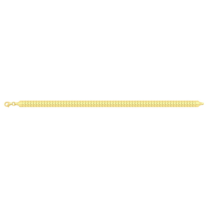 Solid gold herringbone bracelet, 6.75 g — shown square on a plain background.