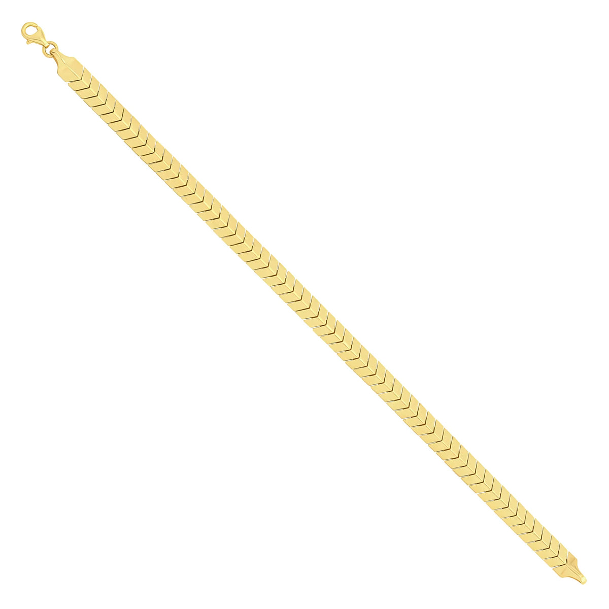 Solid gold herringbone bracelet, 7.45 g — shown at an angle across the frame.
