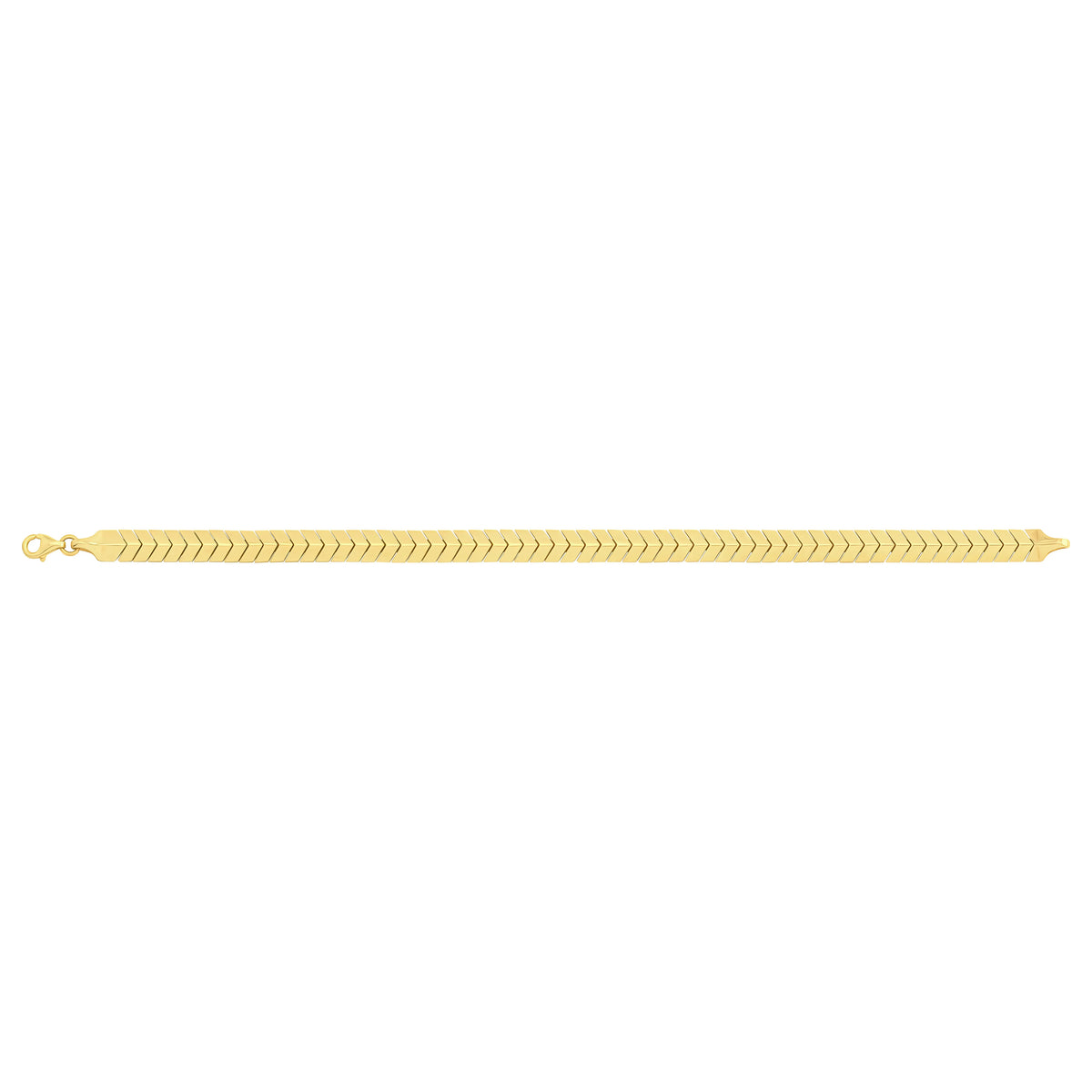 Solid gold herringbone bracelet, 7.45 g — shown square on a plain background.