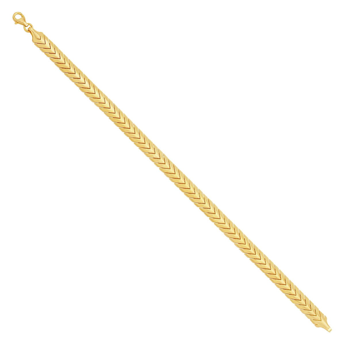 Solid gold herringbone bracelet, 6.85 g — shown at an angle across the frame.