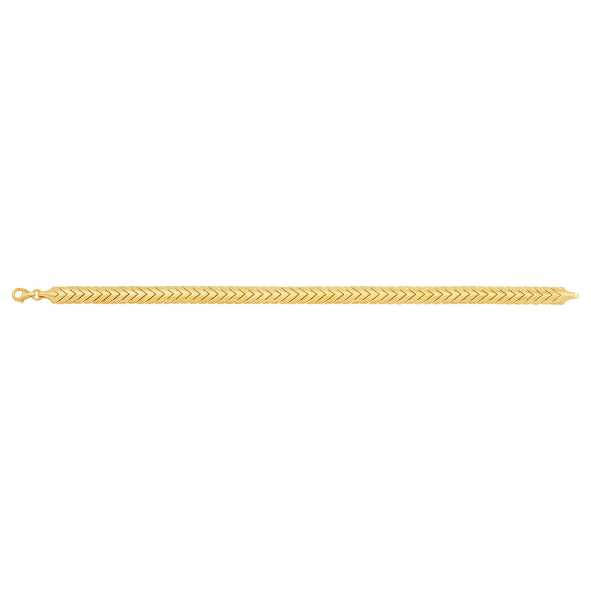 Solid gold herringbone bracelet, 6.85 g — shown square on a plain background.