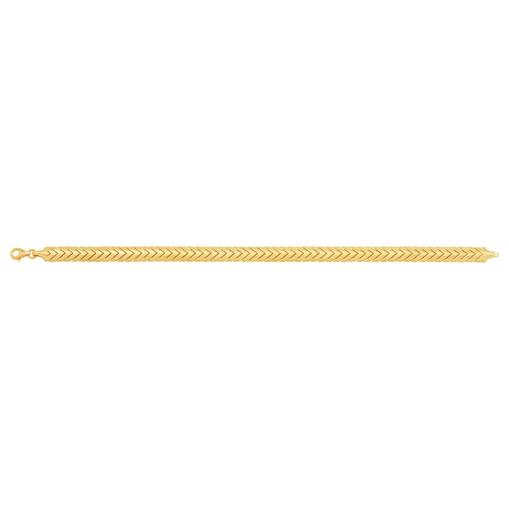 Solid gold herringbone bracelet, 6.85 g — shown square on a plain background.