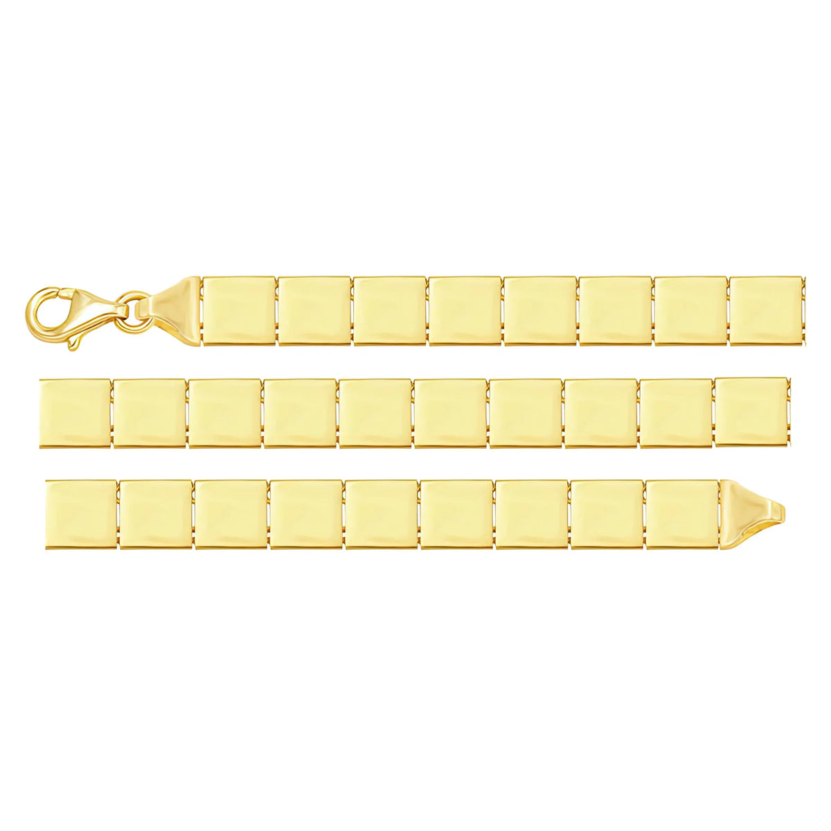Solid gold id bracelet, 7.80 g — shown in three rows across the frame.