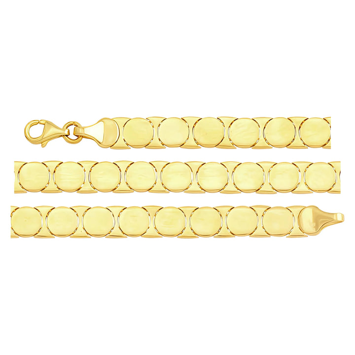 Solid gold id bracelet, 6.20 g — shown in three rows across the frame.