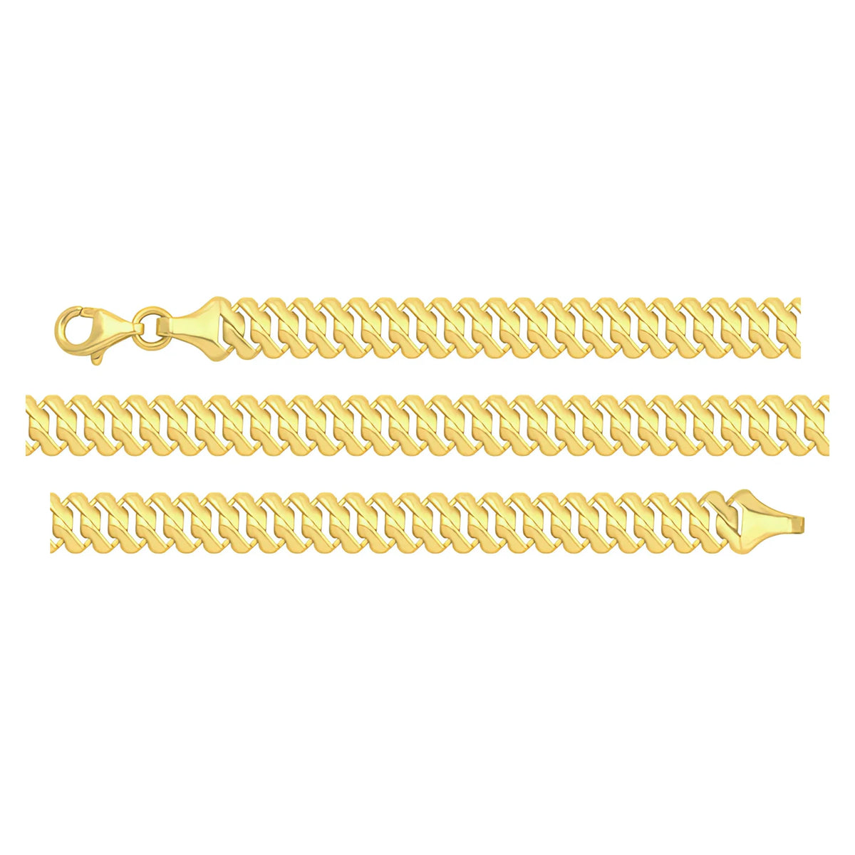 Solid gold braided bracelet, 6.00 g — shown in three rows across the frame.