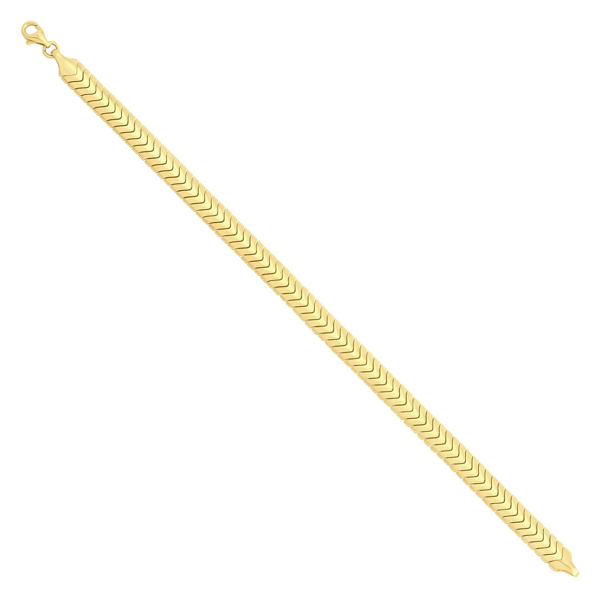 Solid gold herringbone bracelet, 7.90 g — shown at an angle across the frame.