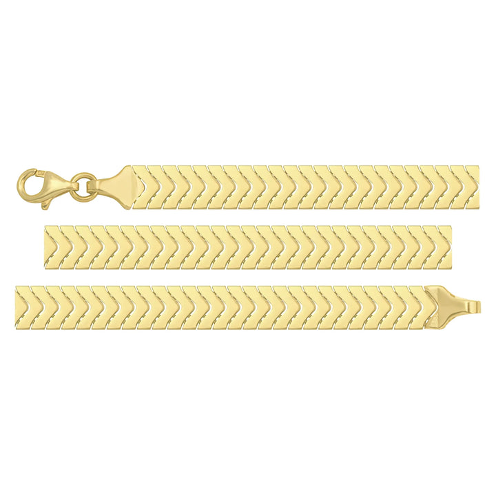 Solid gold herringbone bracelet, 6.95 g — shown in three rows across the frame.