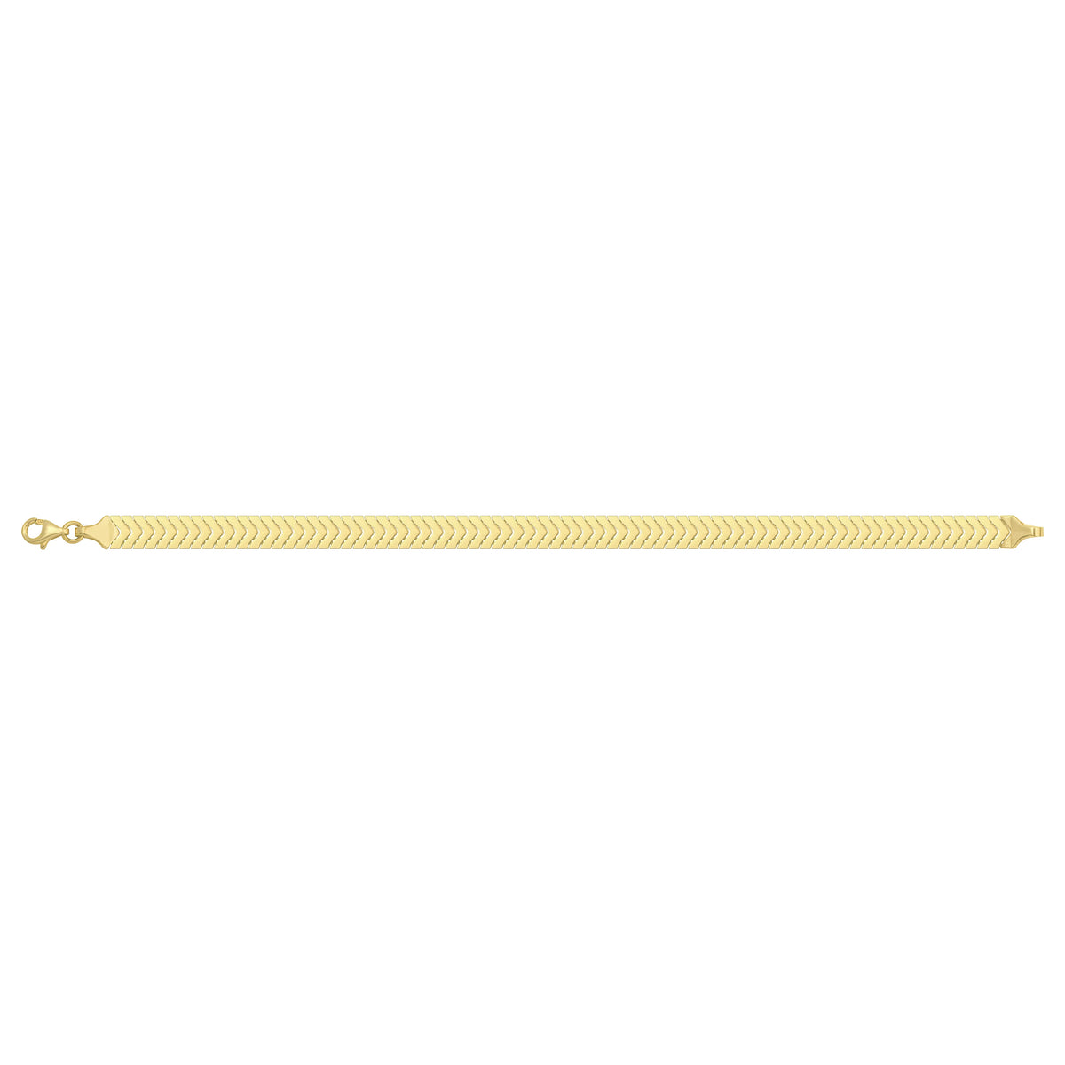Solid gold herringbone bracelet, 6.95 g — shown square on a plain background.