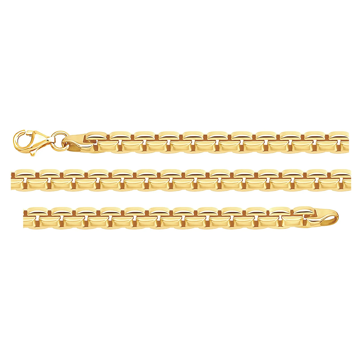 Solid gold bar link bracelet, 8.20 g — shown in three rows across the frame.