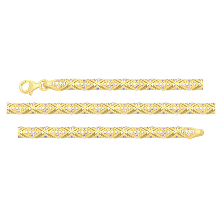 Solid gold fancy link bracelet, 14.00 g — shown in three rows across the frame.