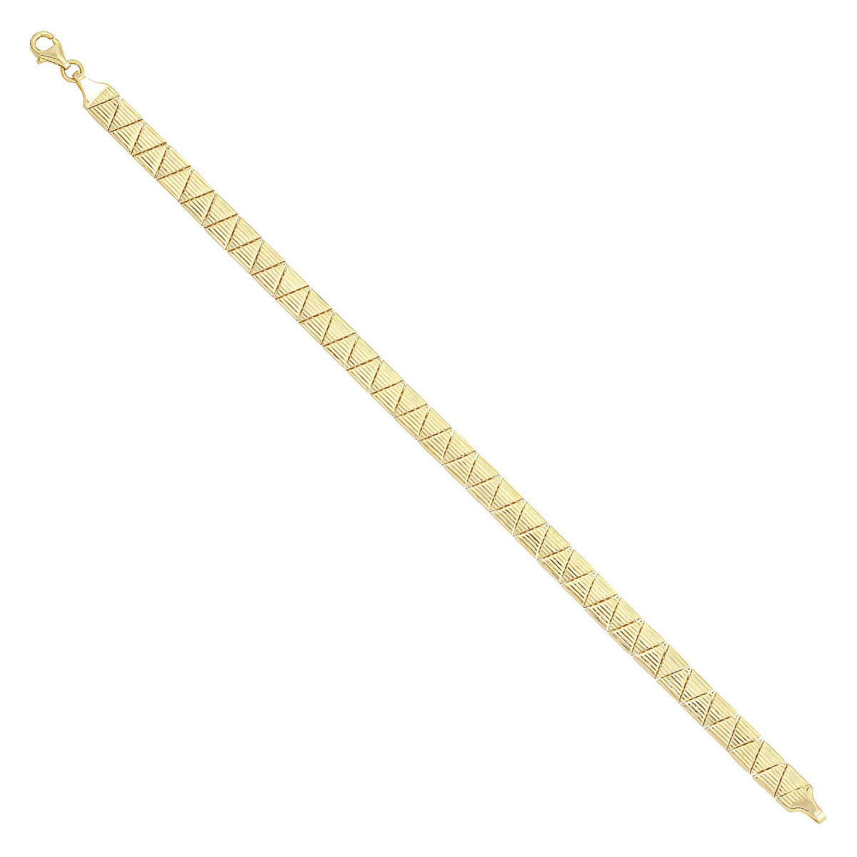 Solid gold fancy link bracelet, 9.60 g — shown at an angle across the frame.