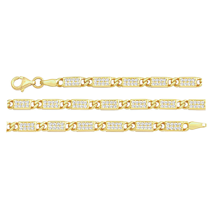 Solid gold fancy link bracelet, 7.70 g — shown in three rows across the frame.