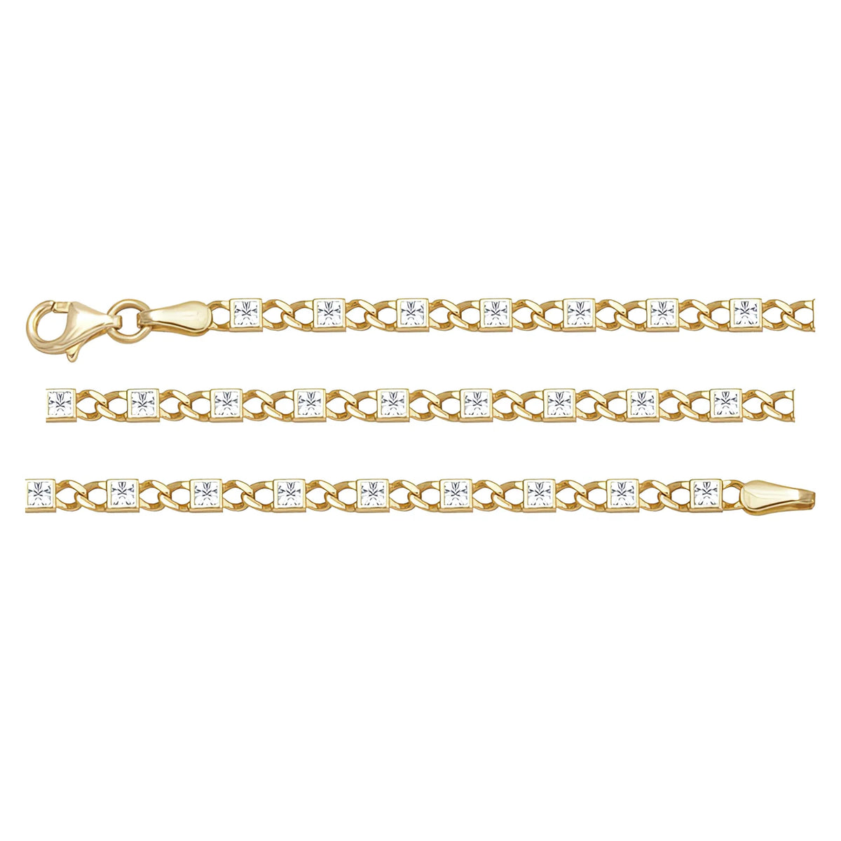 Solid gold mariner bracelet, 4.85 g — shown in three rows across the frame.