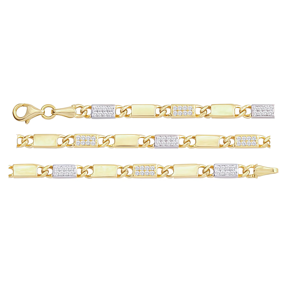 Solid gold id bracelet, 7.00 g — shown in three rows across the frame.
